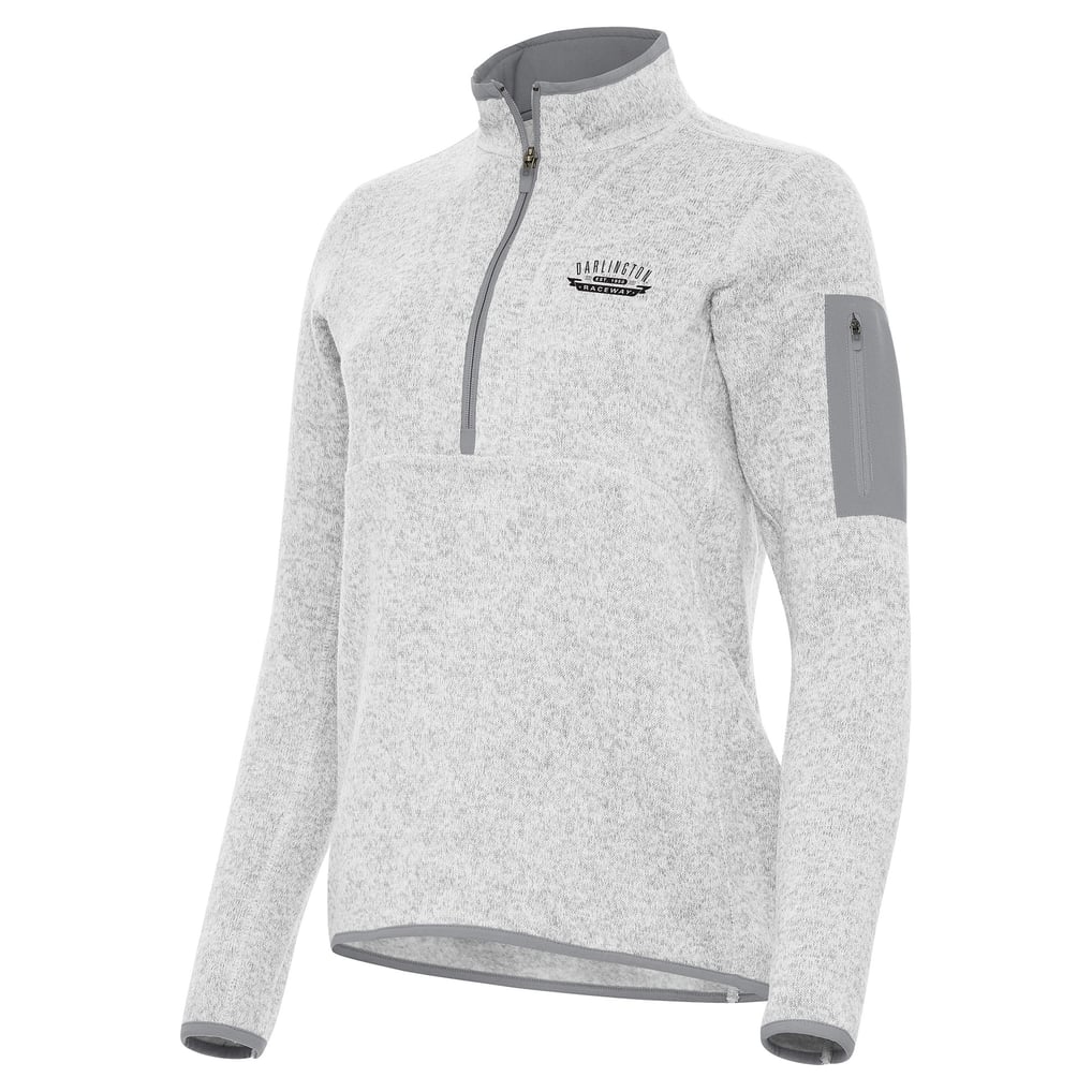  Darlington Raceway Antigua Women's Fortune 1/2-Zip Pullover Top - Heather Gray